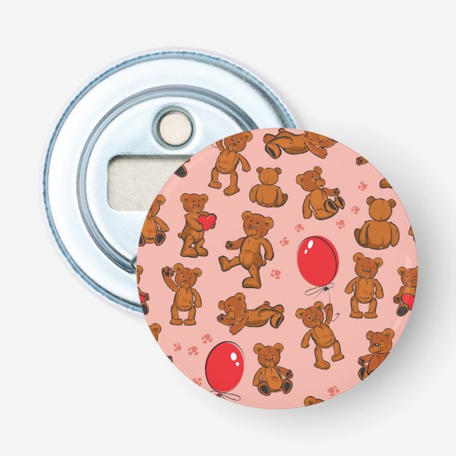 Texture With Teddy Bears, Hearts Bottle Opener (Front)