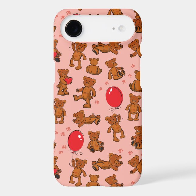 Texture With Teddy Bears, Hearts Case-Mate iPhone Case (Back)