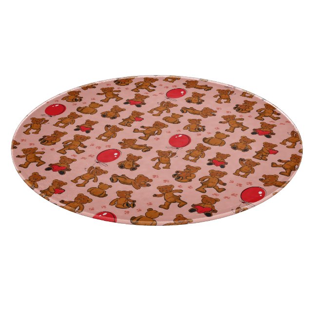 Texture With Teddy Bears, Hearts Cutting Board (Corner)