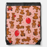 Texture With Teddy Bears, Hearts Drawstring Bag