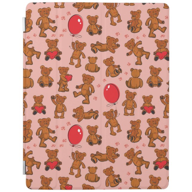 Texture With Teddy Bears, Hearts iPad Smart Cover (Front)