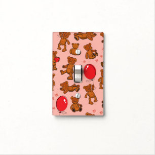 Texture With Teddy Bears, Hearts Light Switch Cover
