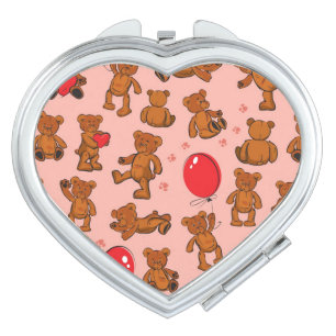 Texture With Teddy Bears, Hearts Makeup Mirror