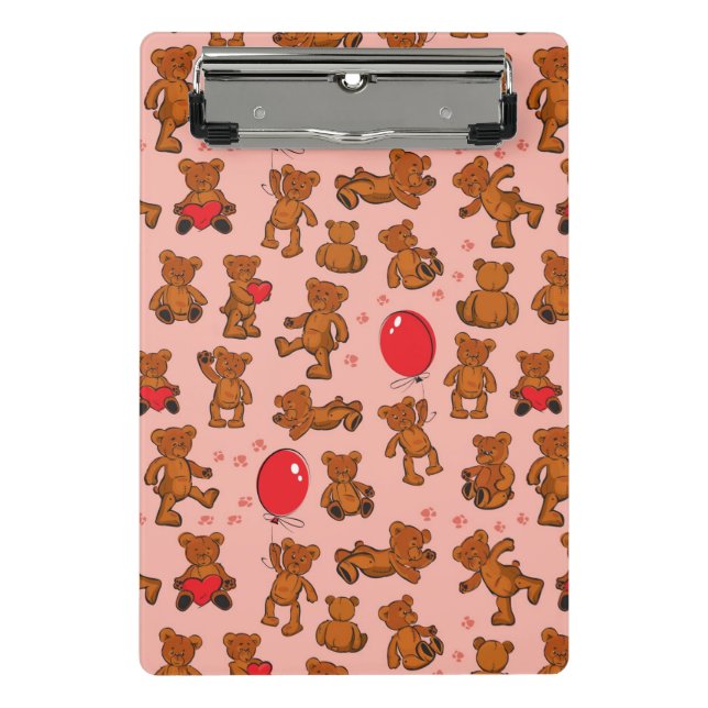 Texture With Teddy Bears, Hearts Mini Clipboard (Front)