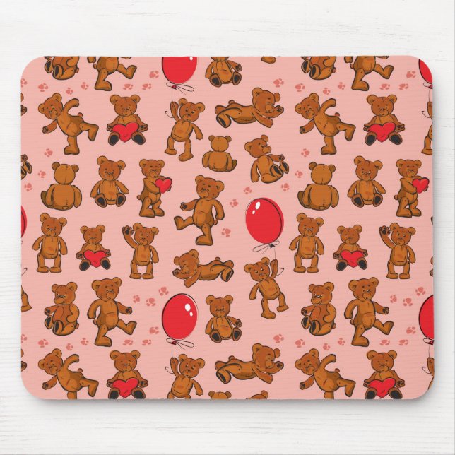 Texture With Teddy Bears, Hearts Mouse Pad (Front)