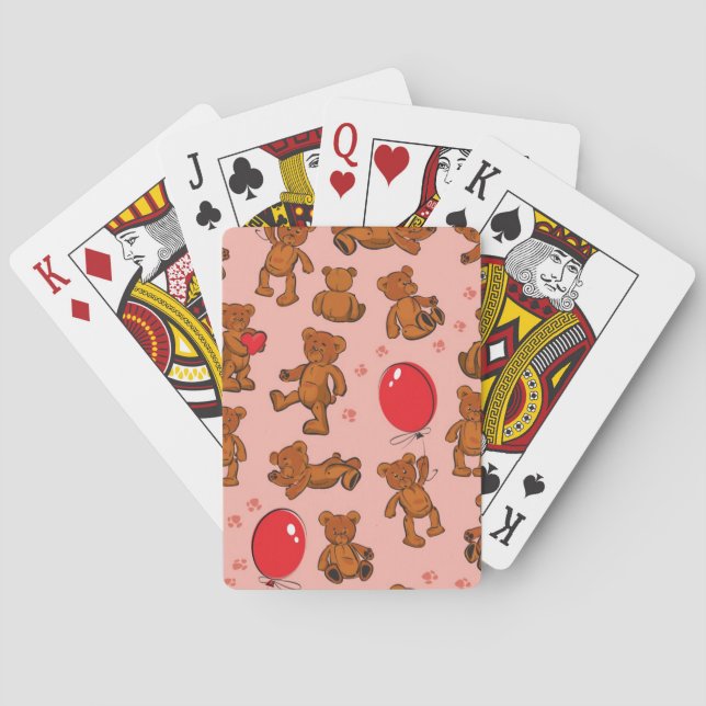 Texture With Teddy Bears, Hearts Poker Cards (Back)