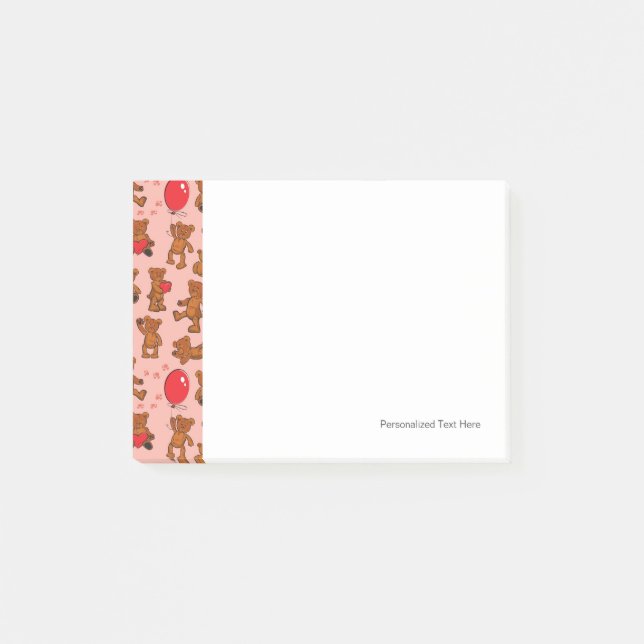 Texture With Teddy Bears, Hearts Post-it Notes (Front)