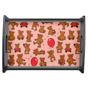 Texture With Teddy Bears, Hearts Serving Tray