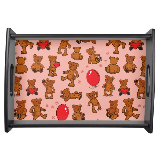 Texture With Teddy Bears, Hearts Serving Tray (Front)