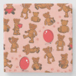 Texture With Teddy Bears, Hearts Stone Coaster