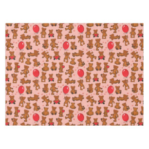 Texture With Teddy Bears, Hearts Tablecloth