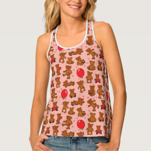 Texture With Teddy Bears, Hearts Tank Top