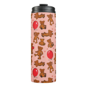 Texture With Teddy Bears, Hearts Thermal Tumbler