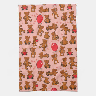 Texture With Teddy Bears, Hearts Towel