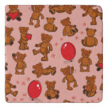 Texture With Teddy Bears, Hearts Trivet