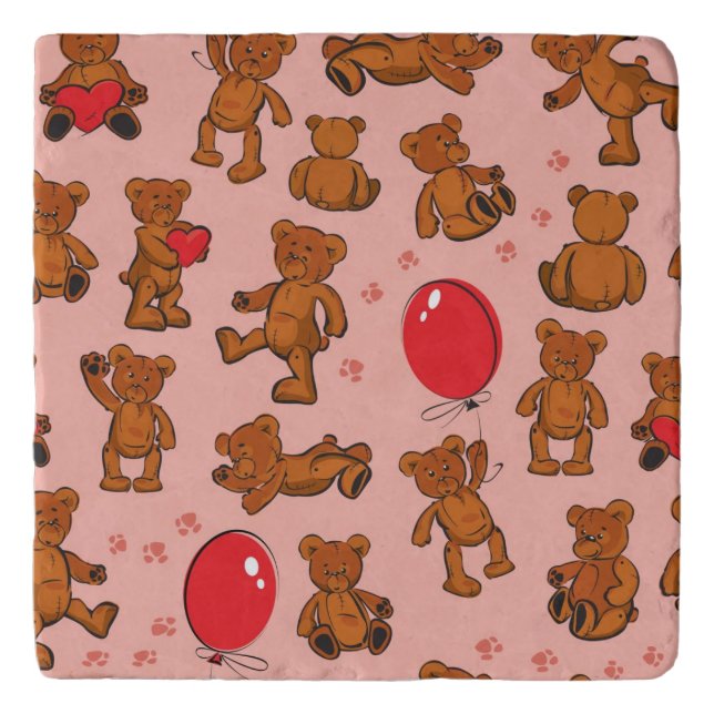 Texture With Teddy Bears, Hearts Trivet (Front)