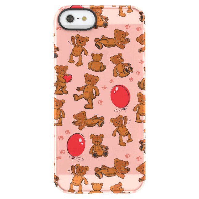 Texture With Teddy Bears, Hearts Uncommon iPhone Case (Back)