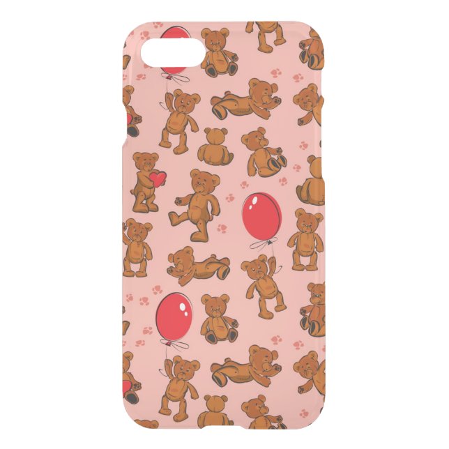 Texture With Teddy Bears, Hearts Uncommon iPhone Case (Back)