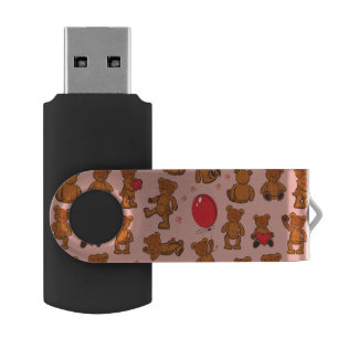 Texture With Teddy Bears, Hearts USB Flash Drive