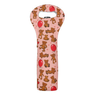 Texture With Teddy Bears, Hearts Wine Bag