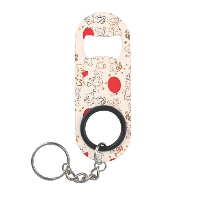 Texture With Teddy Bears Keychain Bottle Opener (Front)