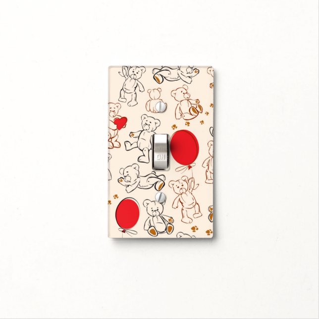 Texture With Teddy Bears Light Switch Cover (In Situ)