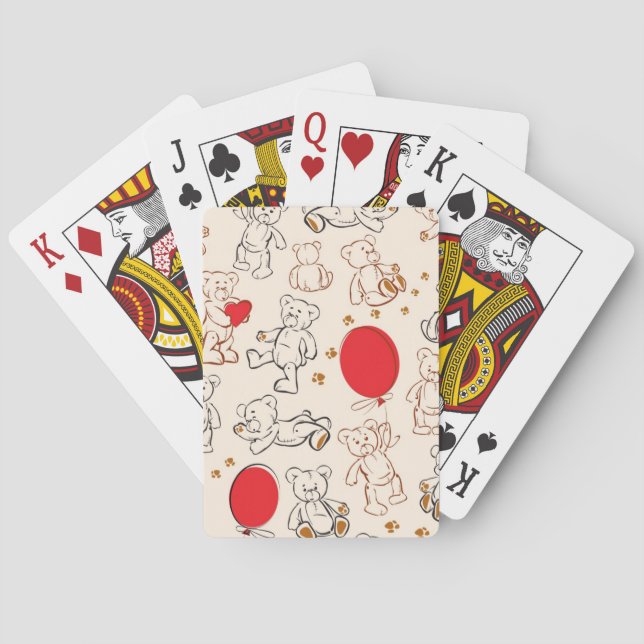 Texture With Teddy Bears Poker Cards (Back)