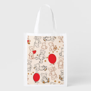 Texture With Teddy Bears Reusable Grocery Bag