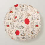 Texture With Teddy Bears Round Pillow