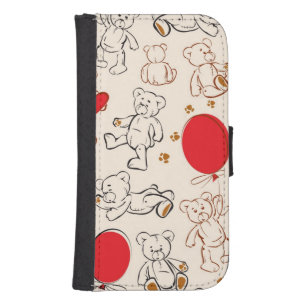 Texture With Teddy Bears Galaxy S4 Wallet Case