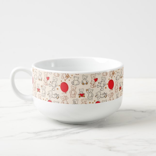 Texture With Teddy Bears Soup Mug (Right)