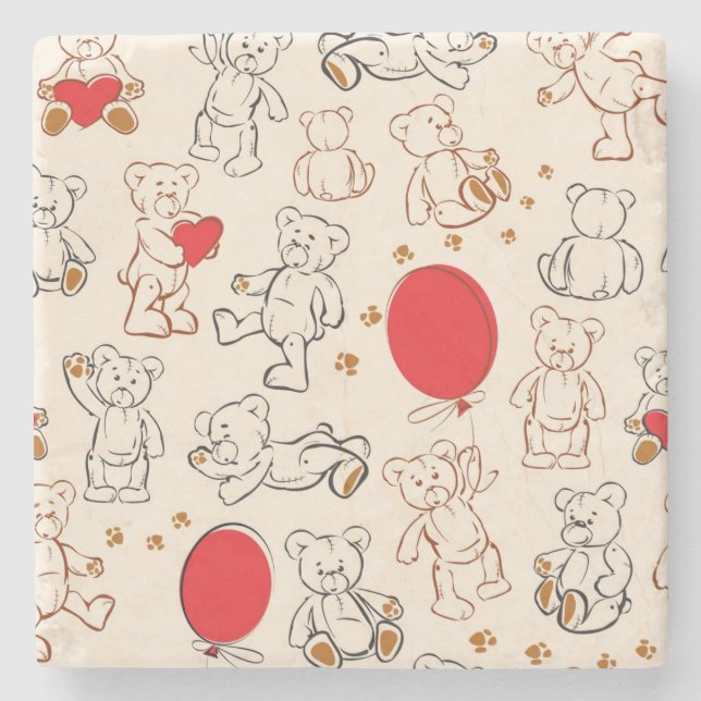 Texture With Teddy Bears Stone Coaster (Front)