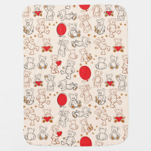 Texture With Teddy Bears Swaddle Blanket