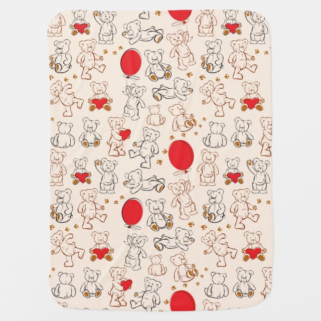 Texture With Teddy Bears Swaddle Blanket (Front)