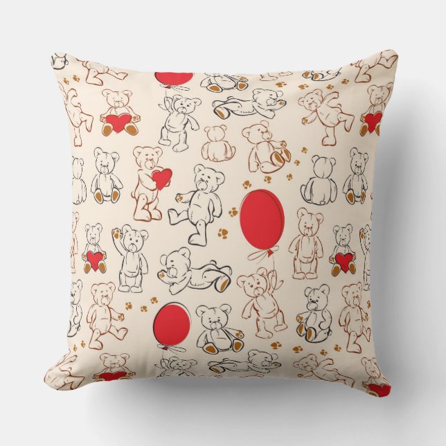 Texture With Teddy Bears Throw Pillow (Front)
