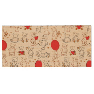Texture With Teddy Bears Wood Flash Drive