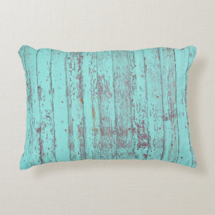 Texture wood barn aqua background accent pillow
