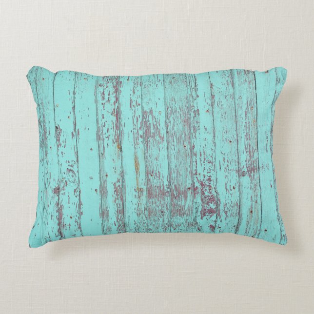 Texture wood barn aqua background accent pillow (Front)