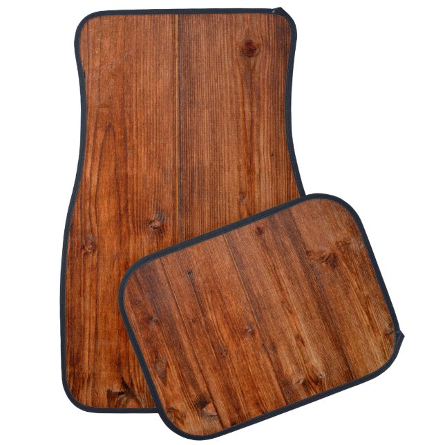 Texture wood grain barn weathered car floor mat (Set)