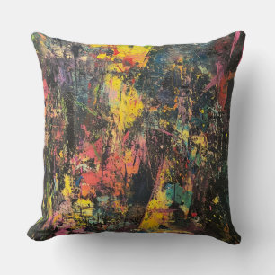 Textured abstract art in bright colors 🎨 throw pillow