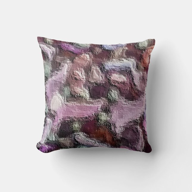 Textured Abstract, Plum and Purple Throw Pillow (Front)