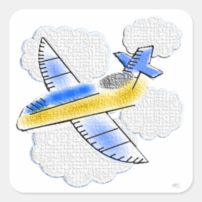 Textured Airplane in the Sky Square Sticker (Front)