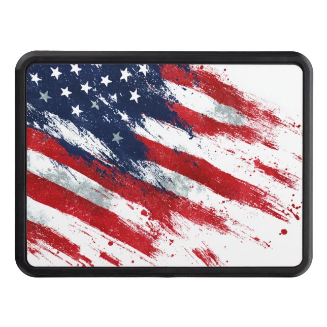 Textured American flag on white background  Hitch Cover (Front)
