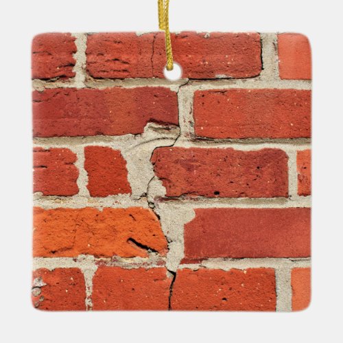 Textured and Cracked Red Brick Wall Print  Ceramic Ornament