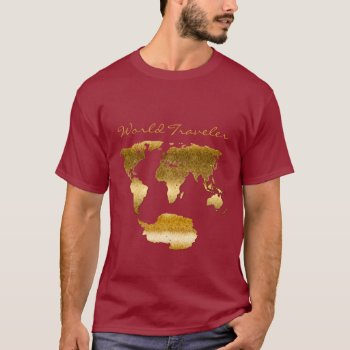 Textured And Metal-effect World Map W Antarctica T-shirt by EarthGifts at Zazzle