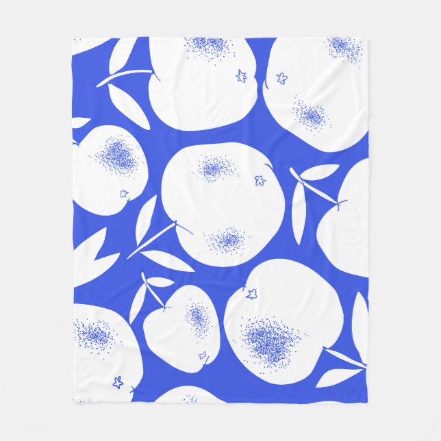 Textured Apple Silhouettes: Hand-Drawn Pattern Fleece Blanket (Front)