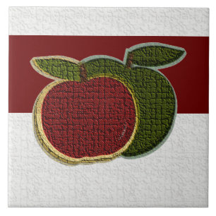 Textured Apples (cranberry/white) Ceramic Tile