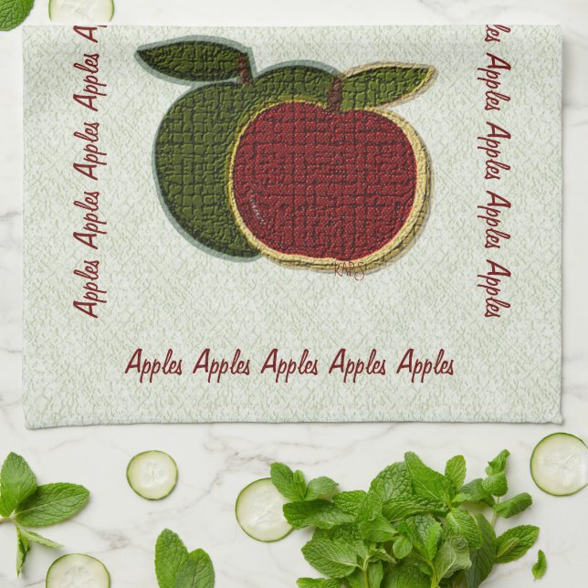 Textured  Apples (mint) Towel (Folded)