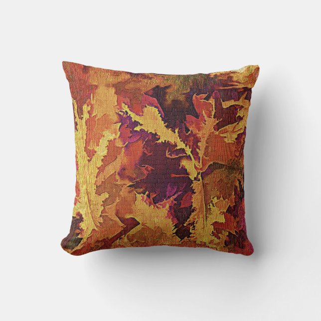 Textured Autumn Leaves Abstract Throw Pillow (Front)