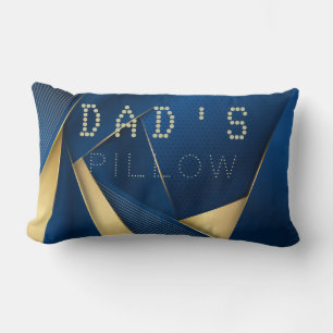 Textured Background Stripes Curves Blue and Gold Lumbar Pillow